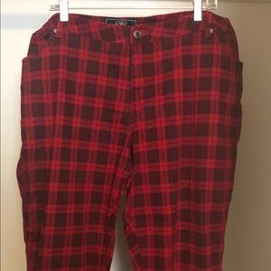 Re-Posh Cato Red Plaid Skinny Jeans Size 22W